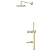 Душевая система ABBER Emotion 316 AF8817BG скрытого монтажа с изливом, брашированное светлое золото