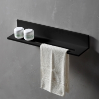 Полочка с полотенцедержателем для ванной комнаты ABBER Stein AS1655MB черная матовая