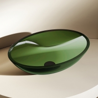 Раковина накладная прозрачная ABBER Kristall AT2802Emerald зеленая